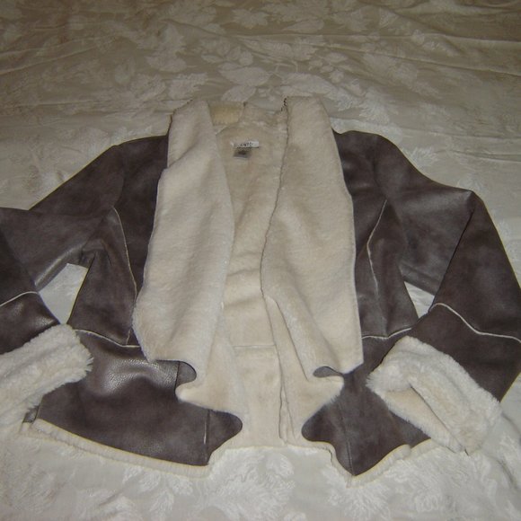 Cache Metallic Faux Shearling Open Jacket Sz L - Picture 2 of 8